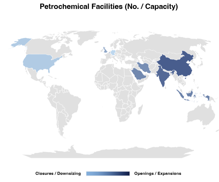 Chemical trade volumes regional shifts
